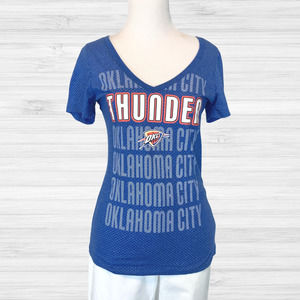 OKC Thunder MEDIUM NBA Basketball Blue Dotted Jersey T-Shirt